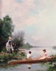 Bootsfahrt auf dem Fluss, 19. Jahrhundert